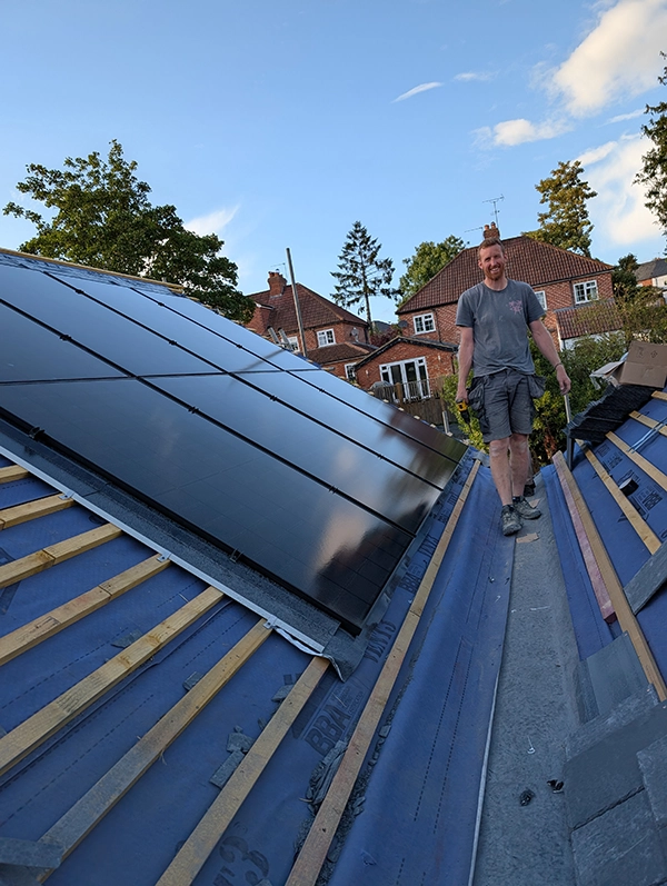 Solar panels in roof mounted